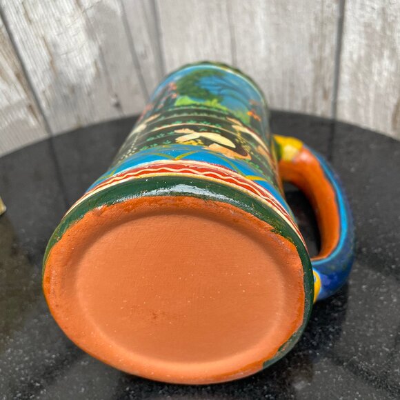 Isidoro Mexico Painted Stein Terracota Pitcher Magnet Wooden Spoon Floral Set - Picture 10 of 16